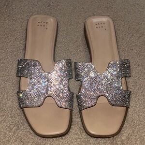 Sparkling Silver Slides